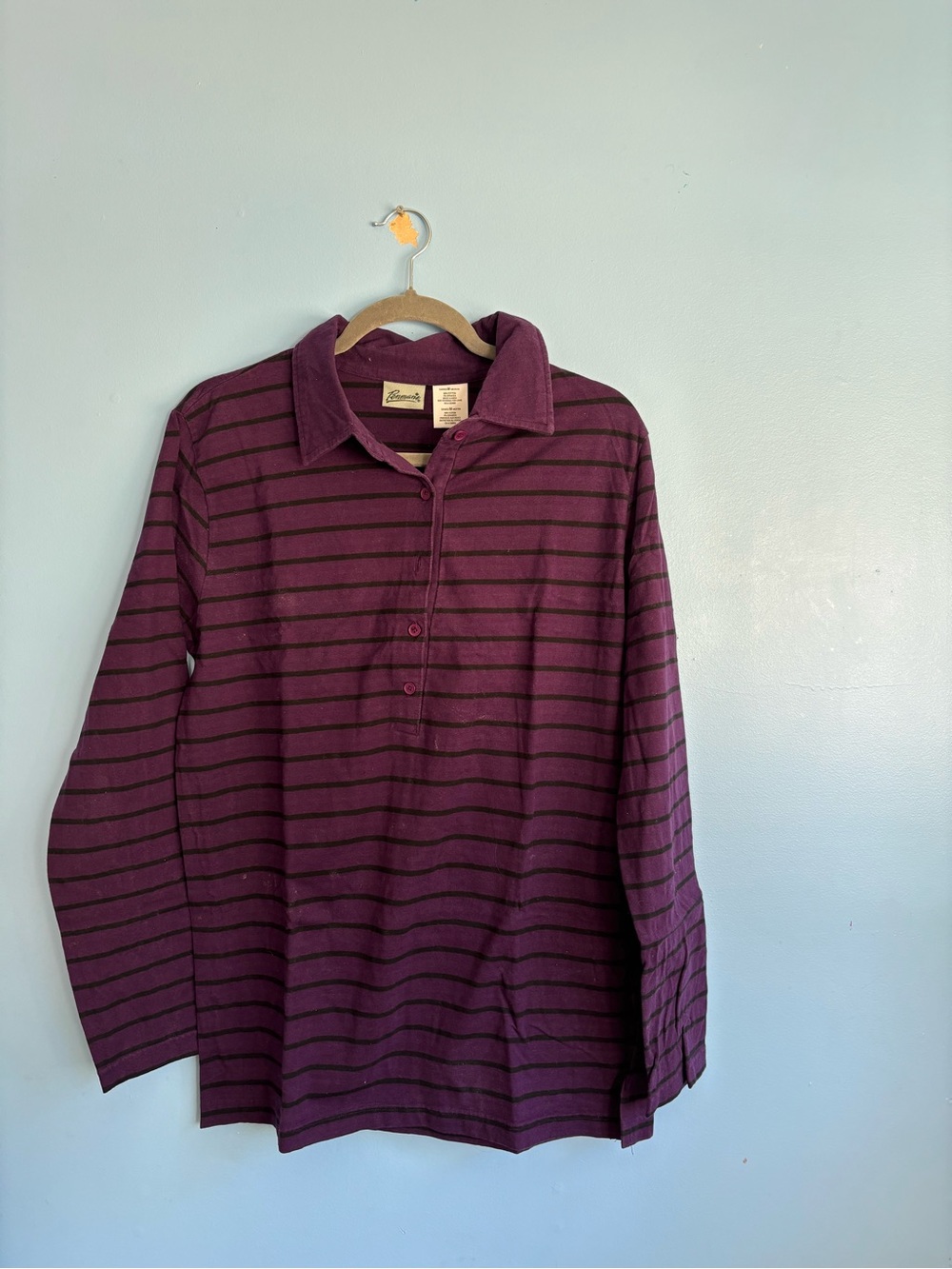 Vintage Woman’s Oversized Purple Striped Long sleeves Shirt